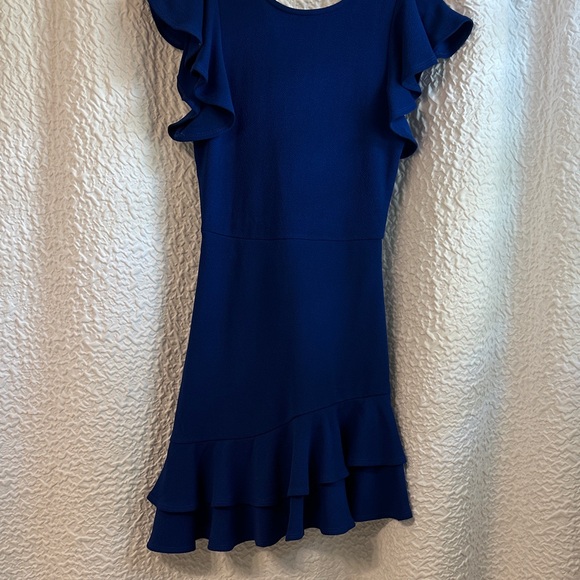 Chic Blue Ruffle Mini Dress - Picture 1 of 4